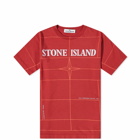 Stone Island Junior Grid Graphic Logo T-Shirt in Red