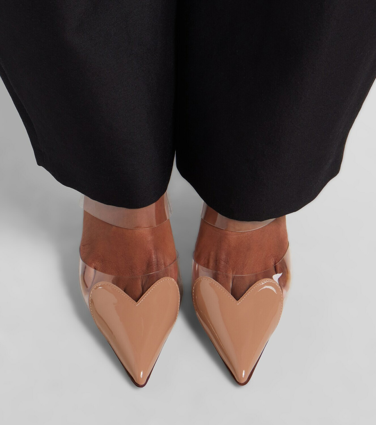 Alaïa Le Cœur patent leather and PU mules