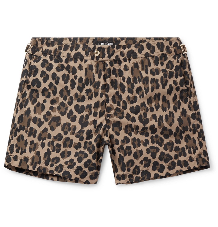 Photo: TOM FORD - Slim-Fit Short-Length Leopard-Print Swim Shorts - Brown