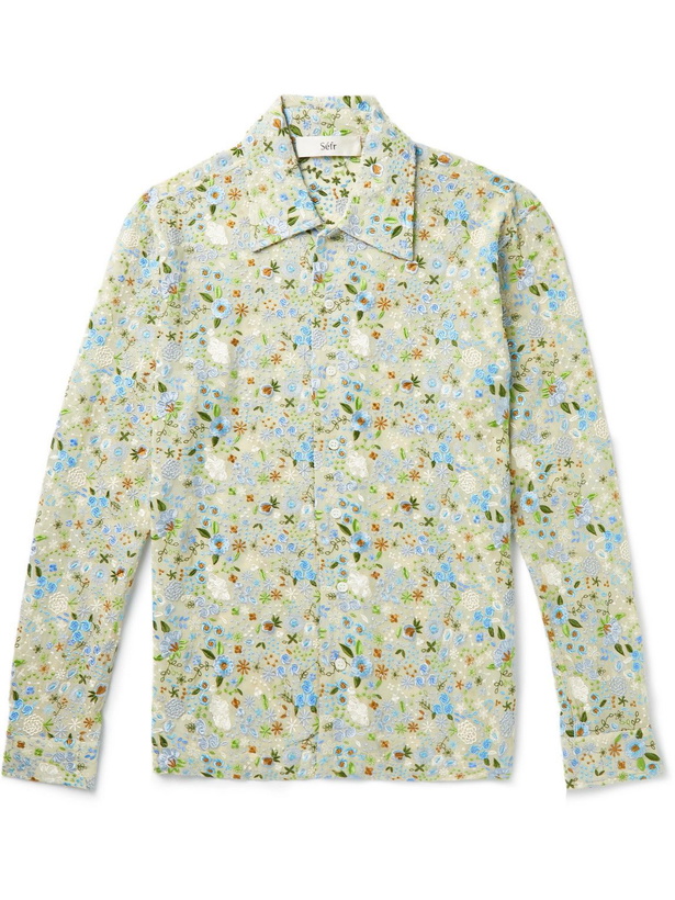 Photo: Séfr - Ripley Embroidered Chiffon Shirt - Green