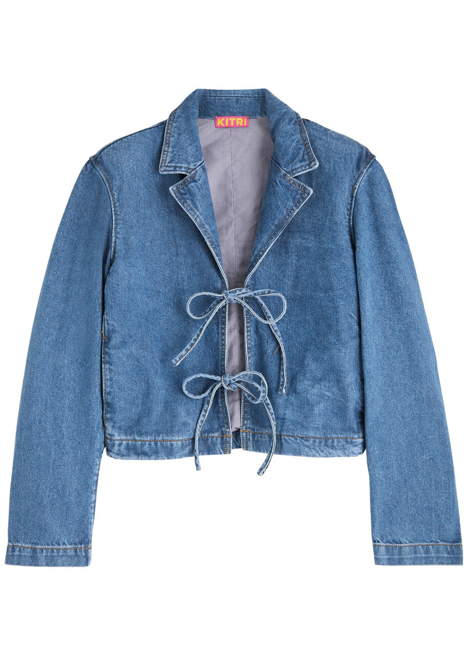 Kitri Cressida Tie-front Denim Blazer