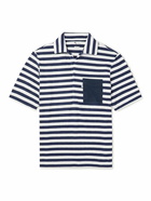 DOPPIAA - Striped Terry Polo Shirt - Blue