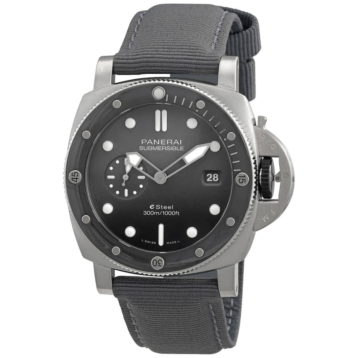 Panerai Submersible QuarantaQuattro eSteel Automatic Grey Dial Mens Watch PAM01288