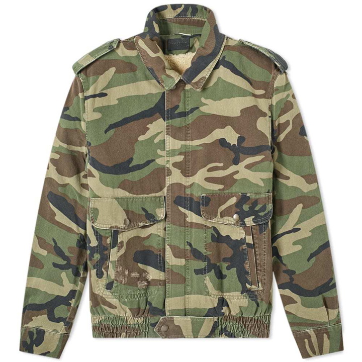 Photo: Saint Laurent Vintage Camo Shearling Aviator Jacket