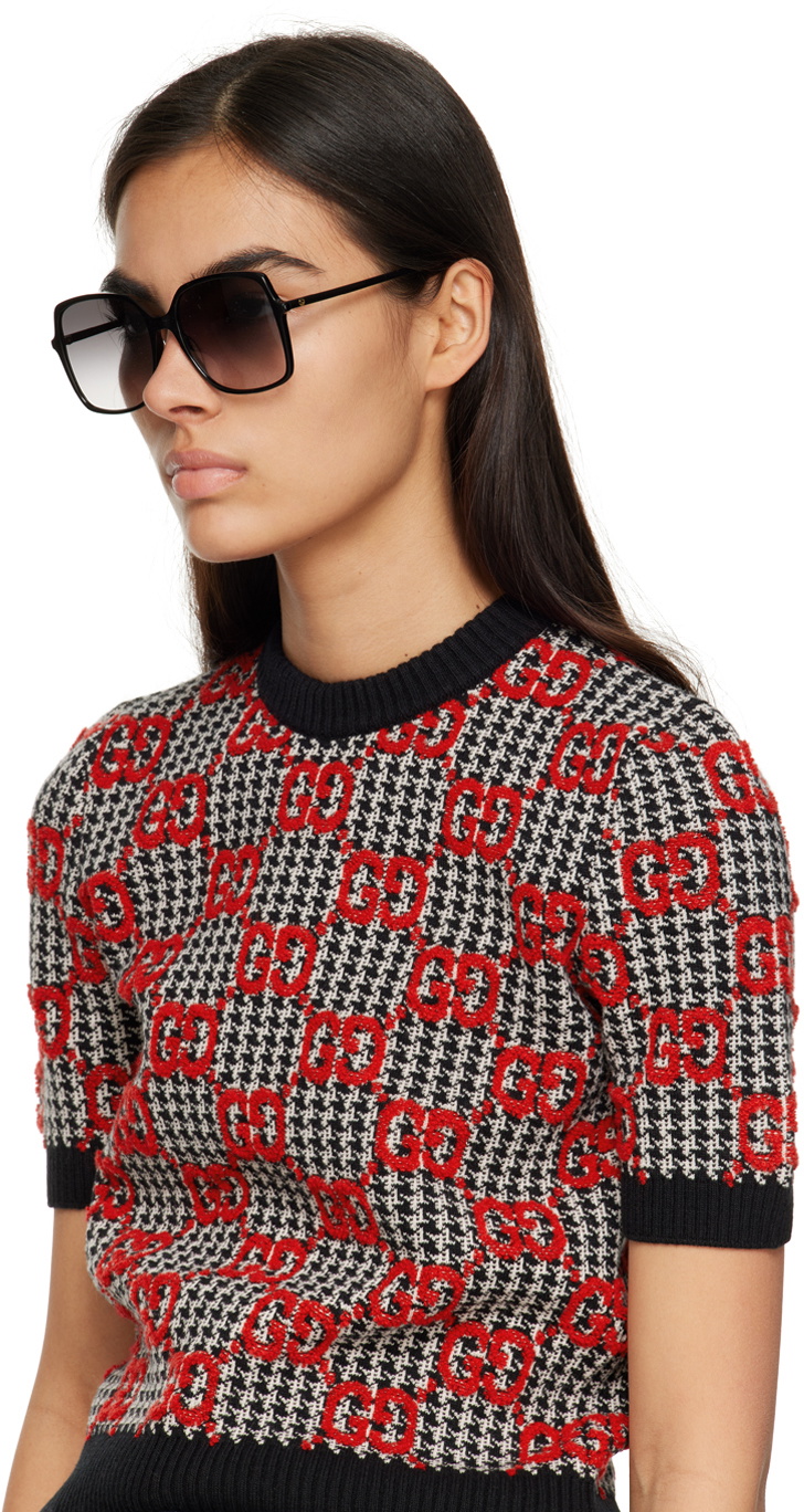 gucci black and white sunglasses