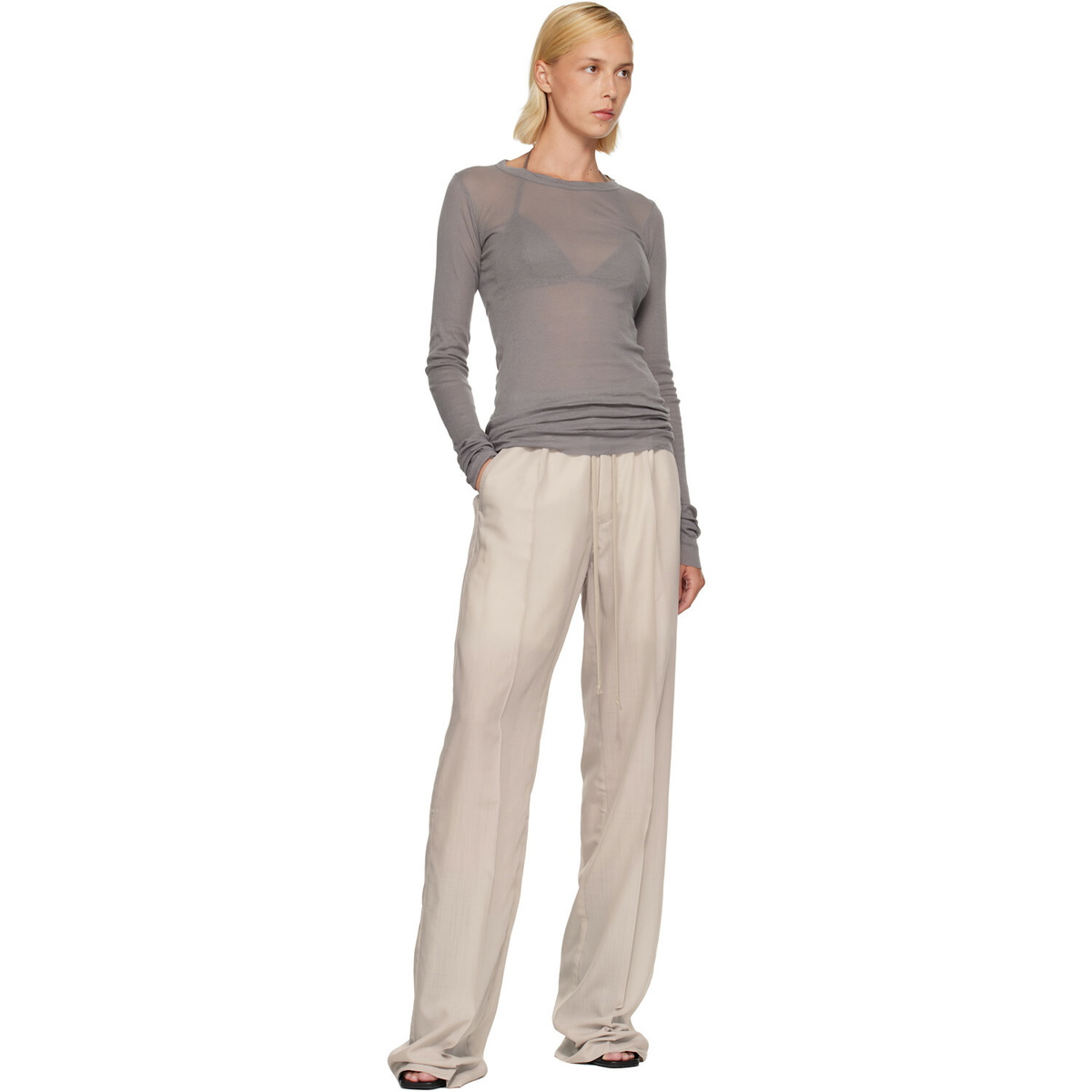 Rick Owens Gray Tower Rib LS T-shirt