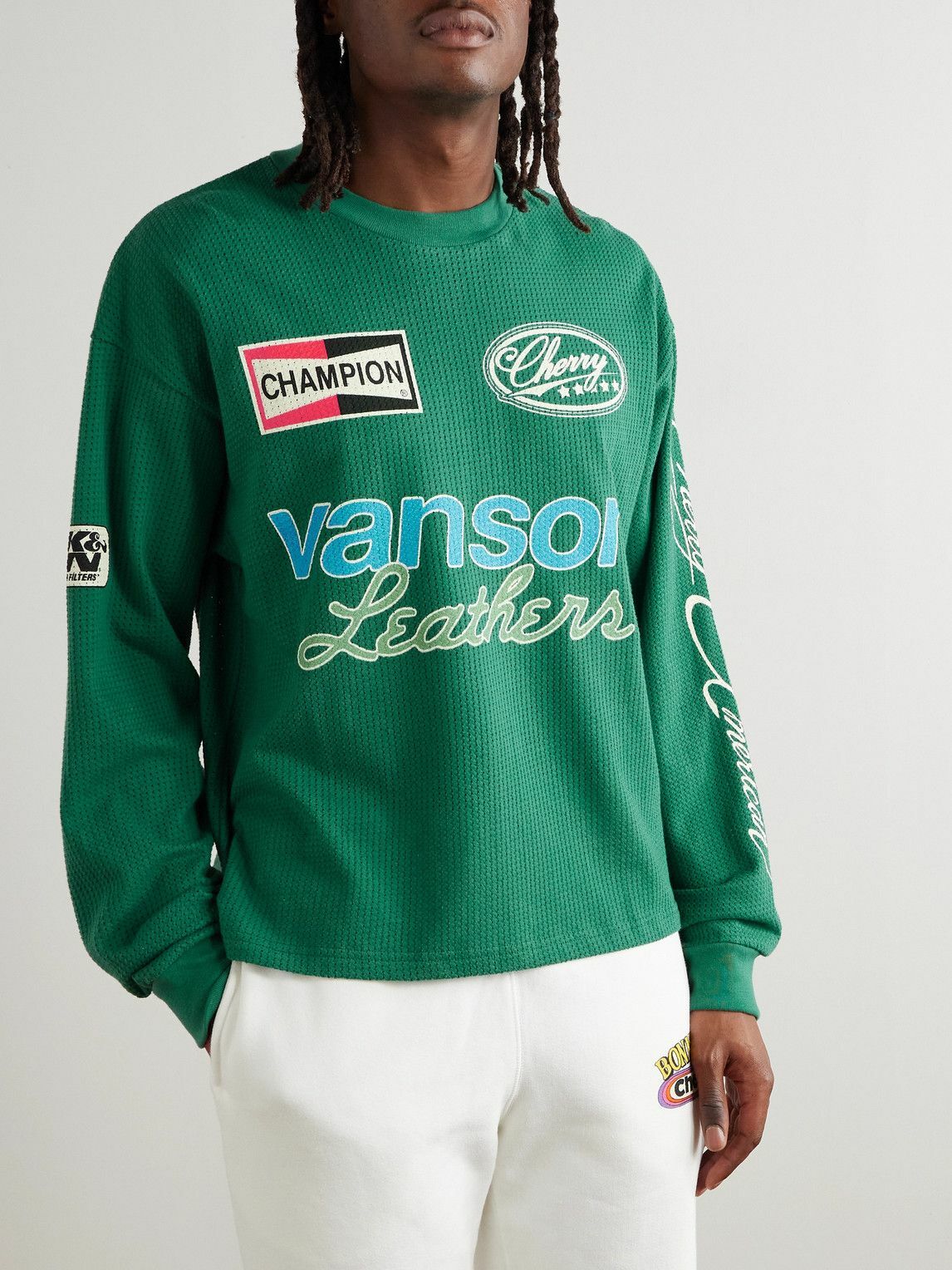 Cherry Los Angeles - Printed Cotton-Mesh T-Shirt - Green CHERRY LA