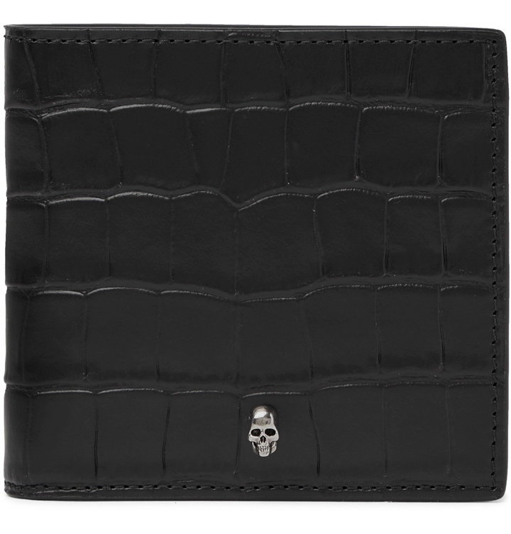 Photo: ALEXANDER MCQUEEN - Logo-Appliquéd Croc-Effect Leather Billfold Wallet - Black