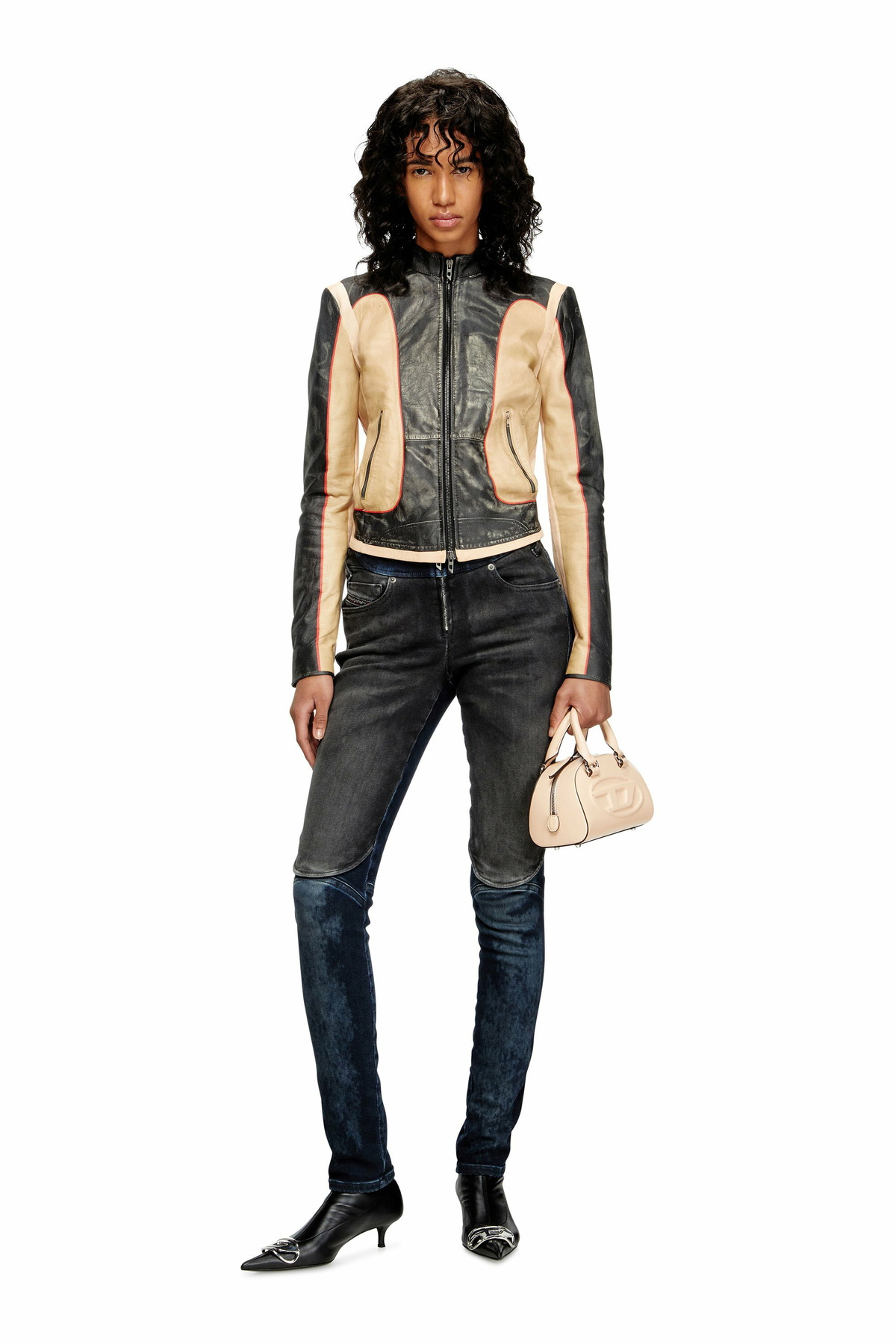 Diesel Trompe l'oeil-effect leather biker jacket - Leather jackets