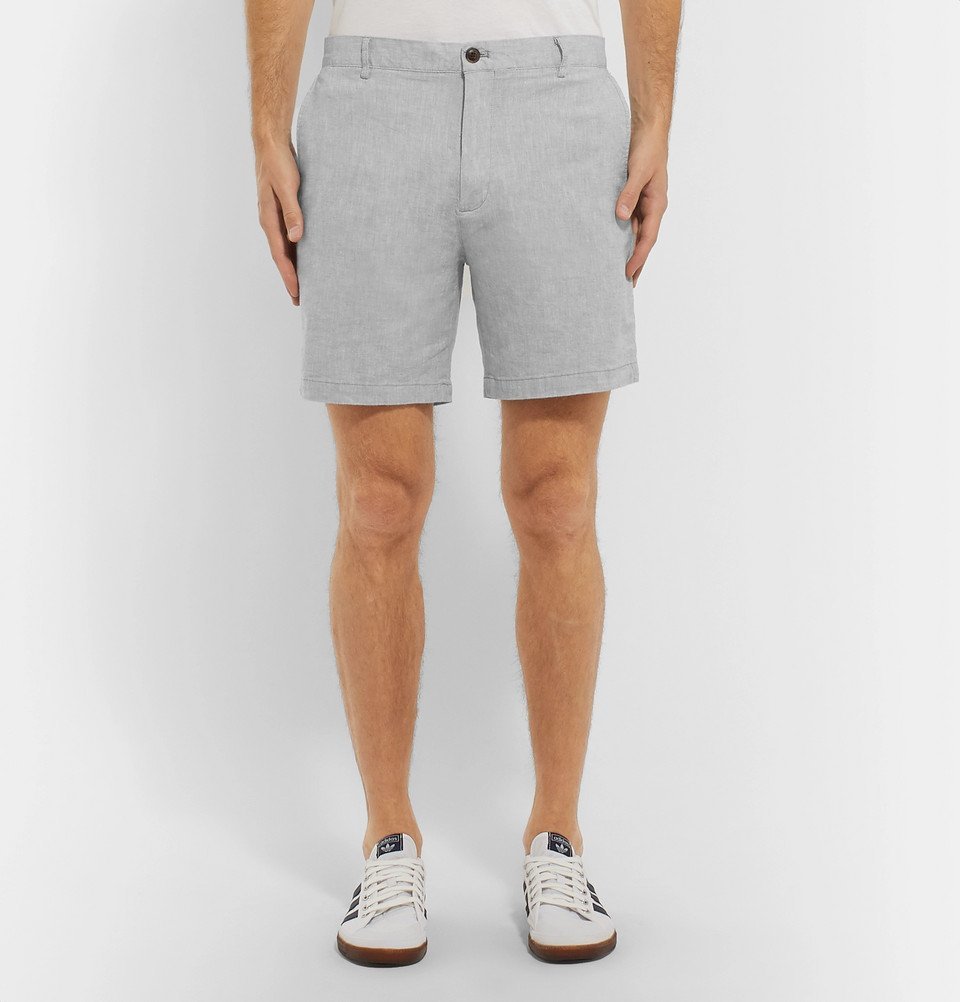Club Monaco - Baxter Slim-Fit Stretch Linen and Cotton-Blend Chambray Shorts - Gray