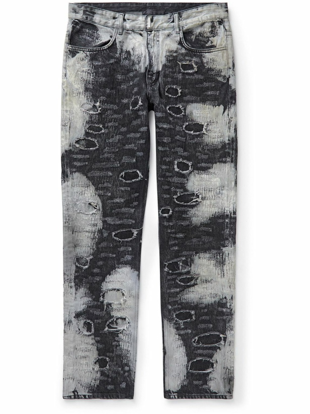Photo: Givenchy - Slim-Fit Distressed Bleached Jeans - Gray