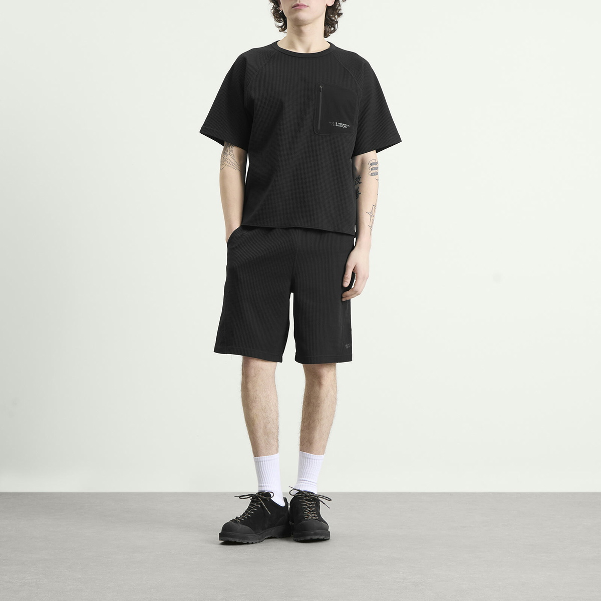 Purple Mountain Observatory Men's Waffle T-Shirt in Black