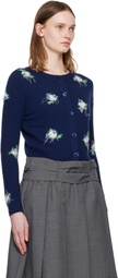 SHUSHU/TONG Navy Threadwork Knit Cardigan