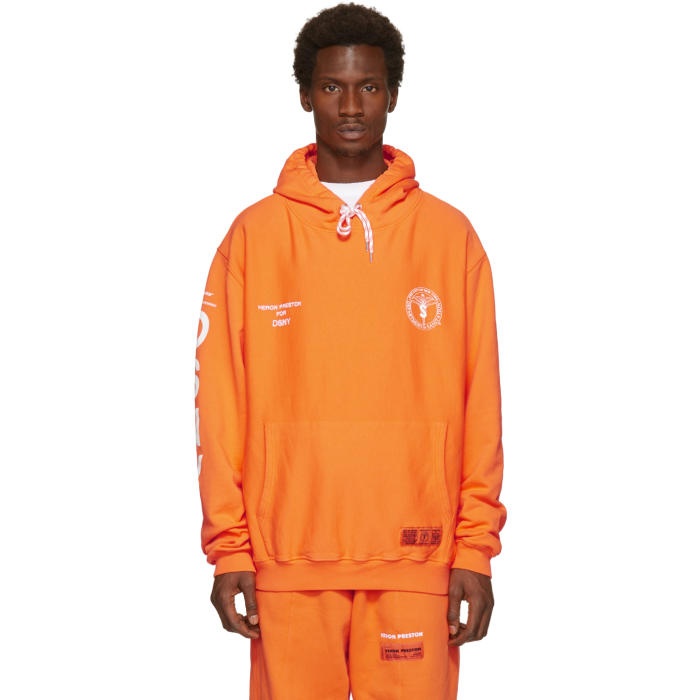Photo: Heron Preston Orange DSNY Edition Uniform Hoodie