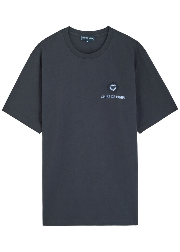Photo: Frescobol carioca Dinis Embroidered Cotton T-shirt Navy