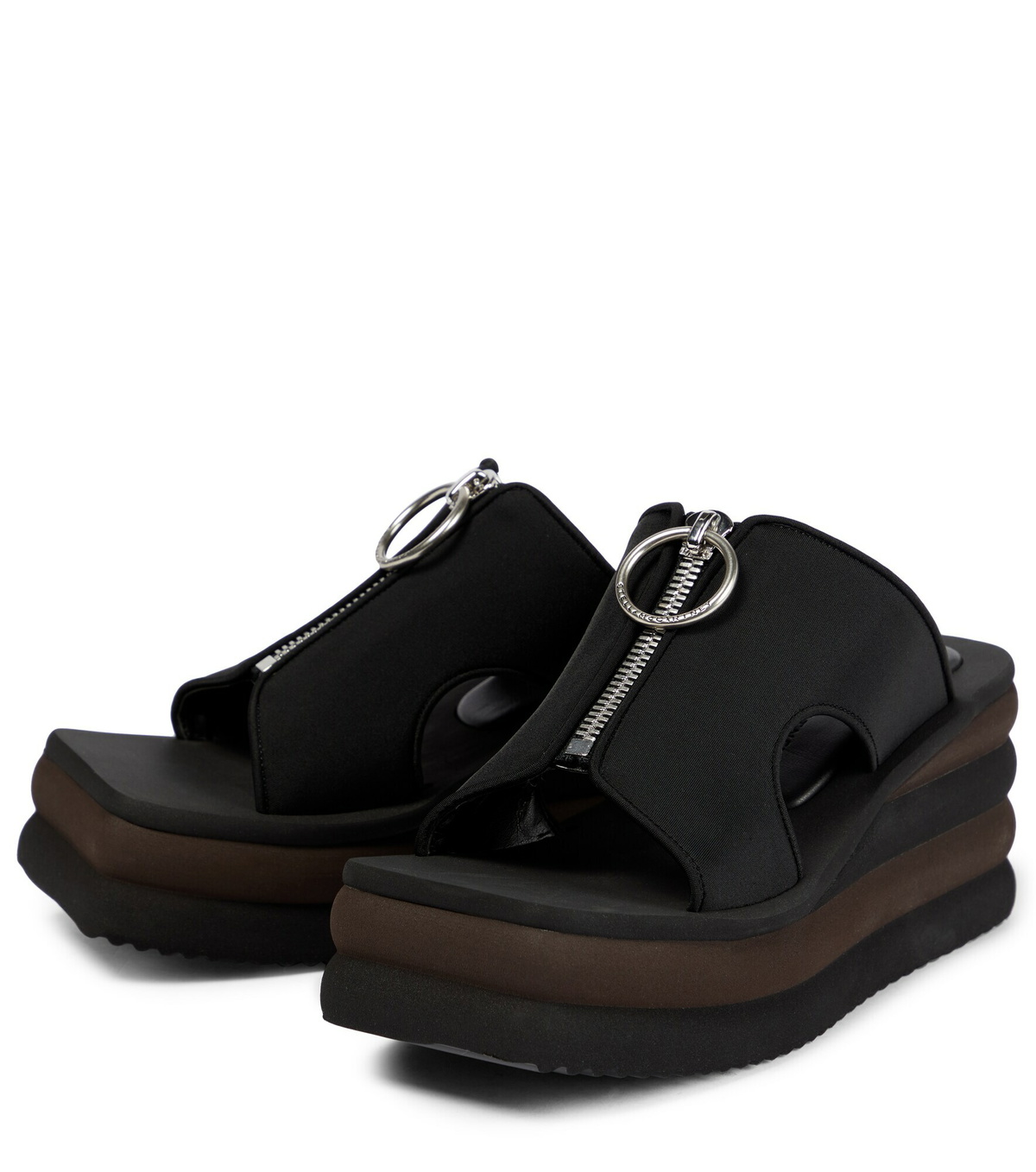 Stella McCartney Green Leather Wedge Sandals