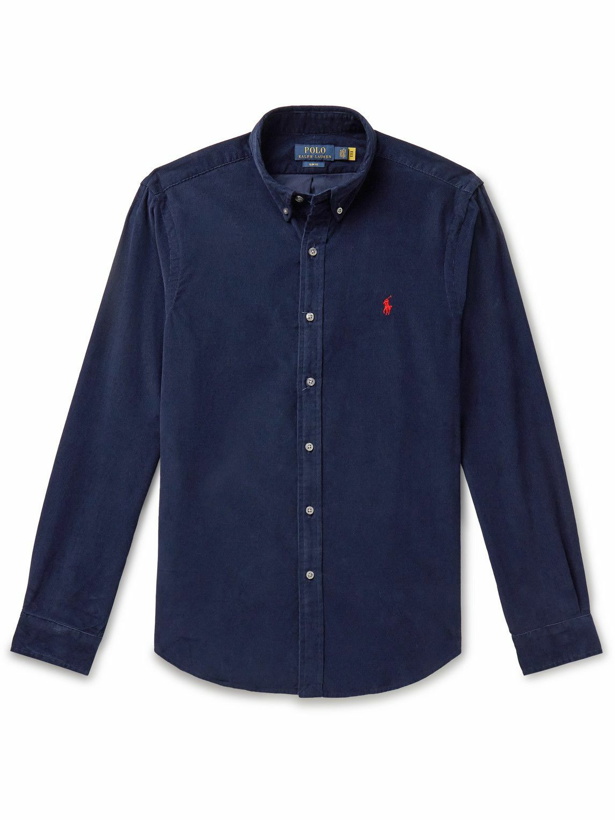 Photo: Polo Ralph Lauren - Button-Down Collar Cotton-Corduroy Shirt - Blue