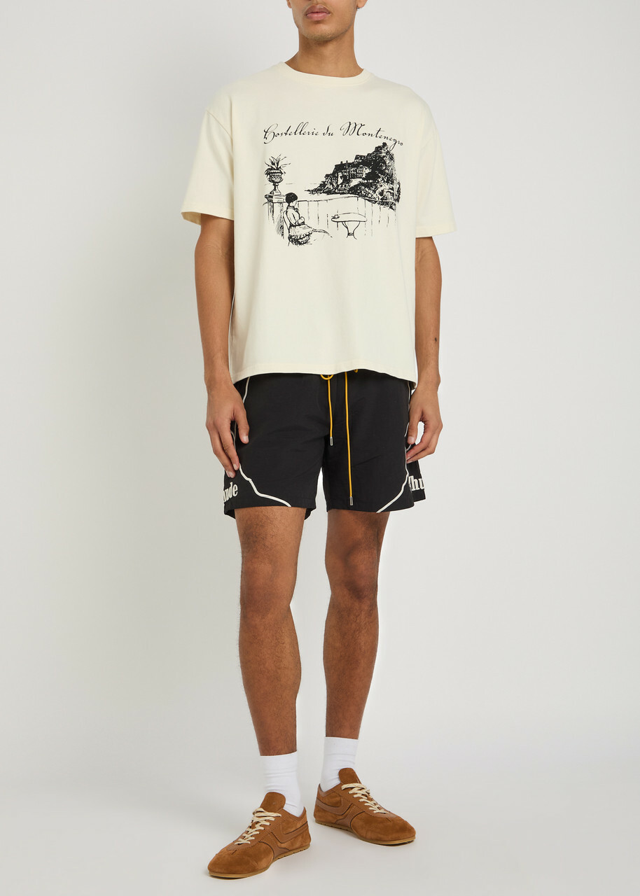 Rhude Moonlight Embroidered Shell Shorts Black