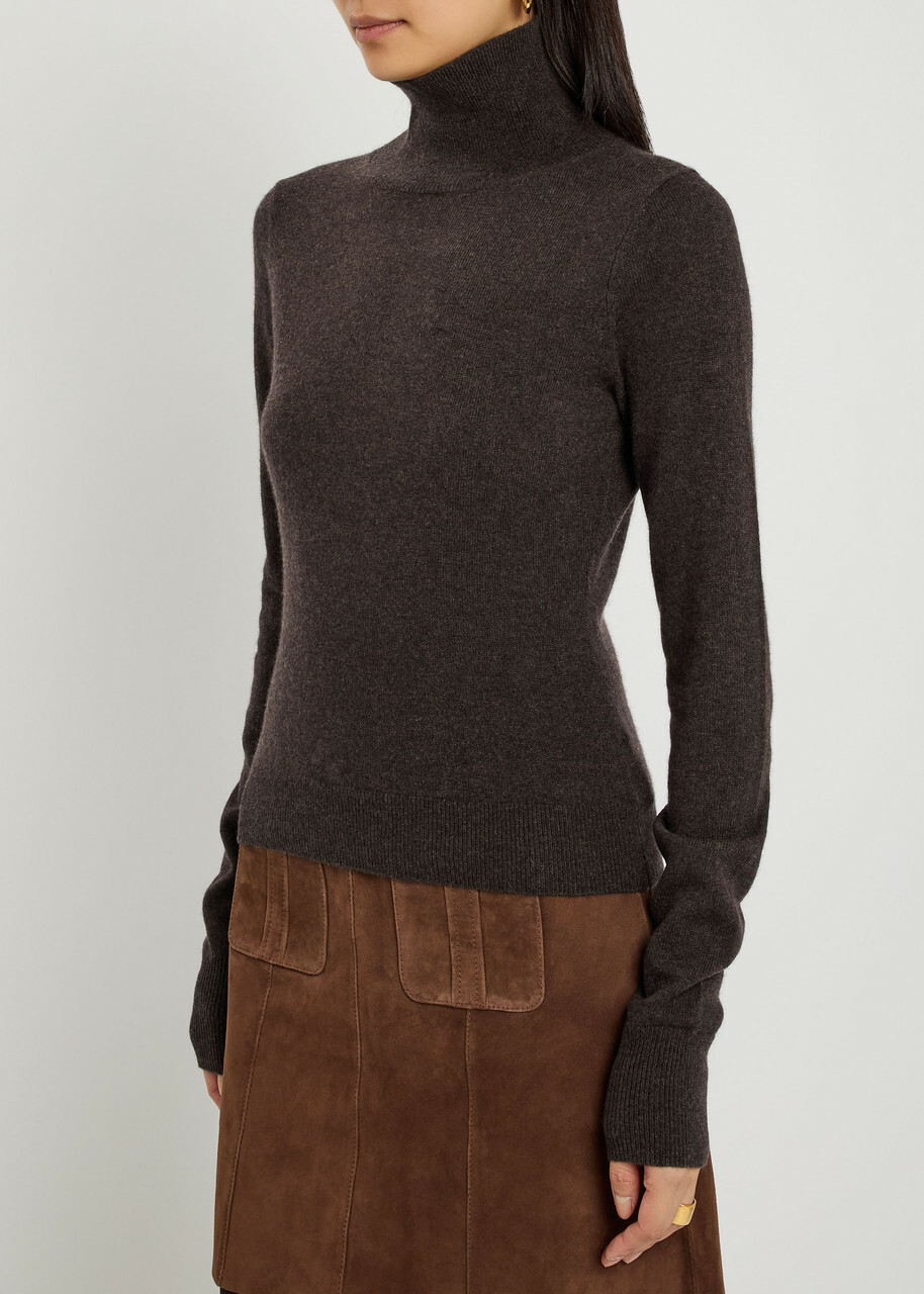 Reformation Jett Turtle-neck Cashmere top Dark Brown