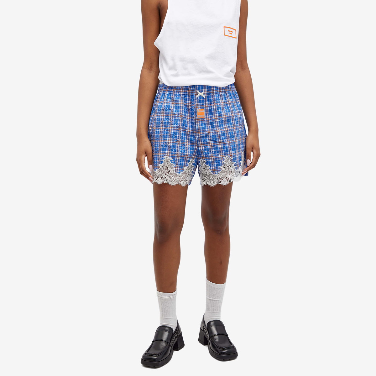 Martine Rose Women's French Knicker Boxer Shorts in Blue Check