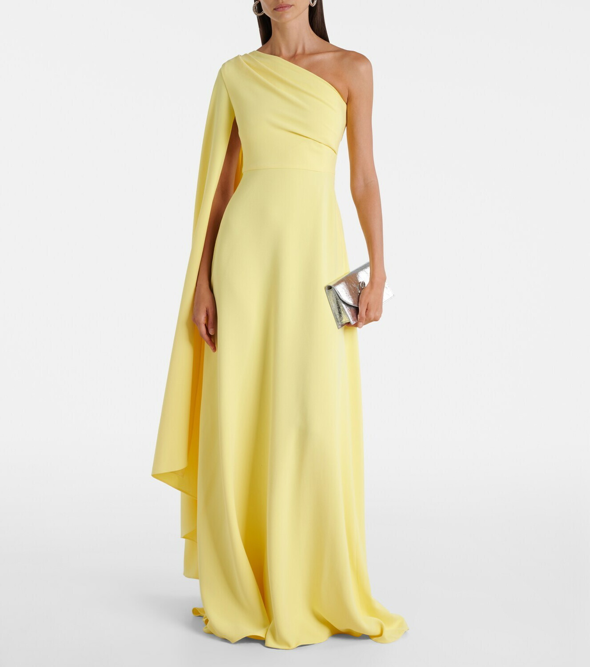 Solace London Yazmin asymmetric caped gown