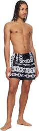 Versace Underwear Black & Gray Medusa Chains Swim Shorts