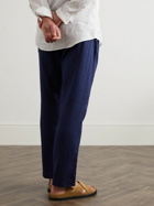 Frescobol Carioca - Straight-Leg Linen and Cotton-Blend Drawstring Trousers - Blue