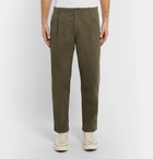 Folk - Assembly Tapered Pleated Cotton-Canvas Trousers - Men - Green