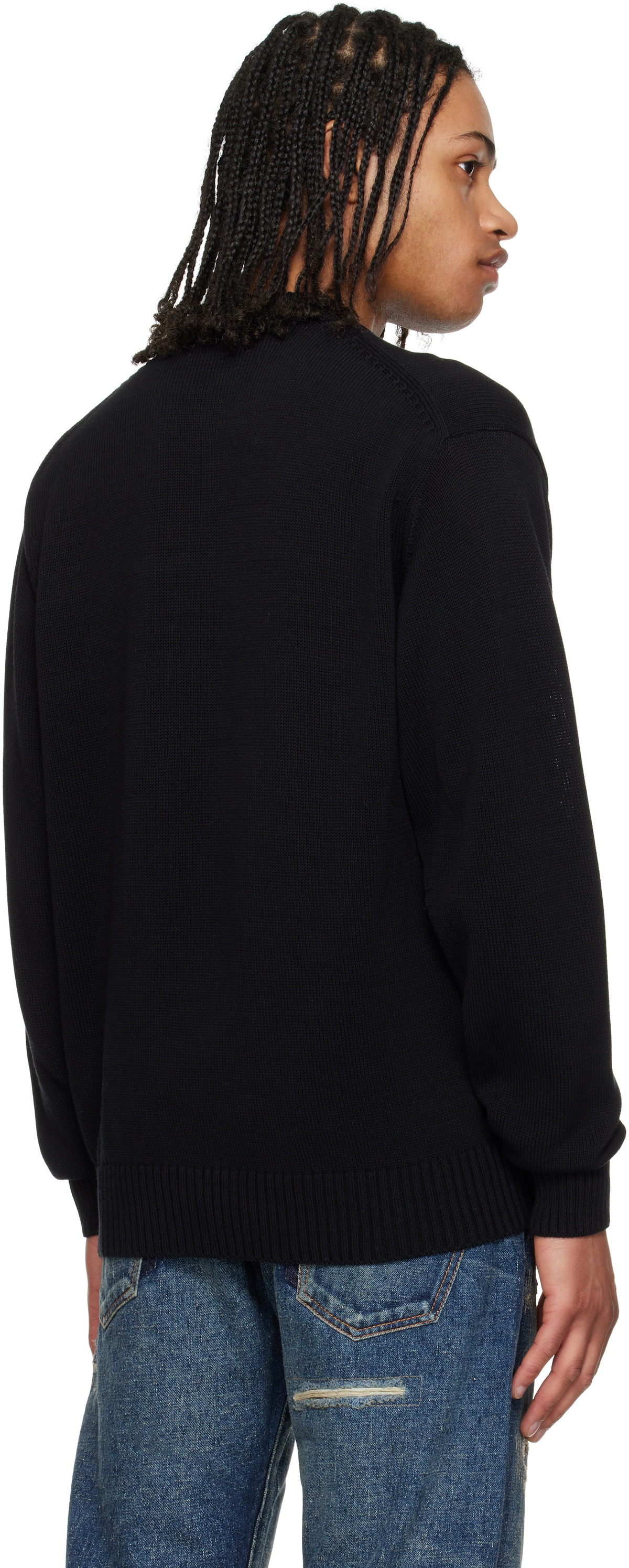 Junya Watanabe Black Cotton Jersey Patchwork Knit Sweater