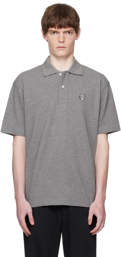 Photo: Maison Kitsuné Gray Bold fox Head Patch Comfort Polo