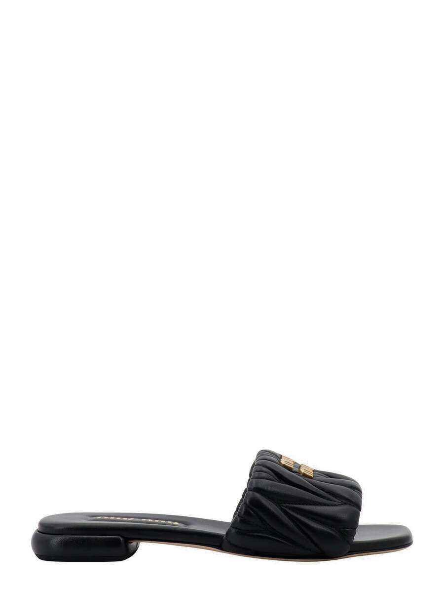 サンダル・ミュール MIUMIU BLACK NAPPA LEATHER SANDALS Miu Miu Sandals Black Womens Miu Miu