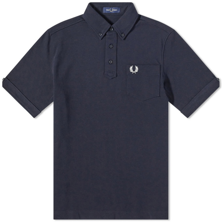 Photo: Fred Perry Men's Button Down Collar Polo Shirt in Navy