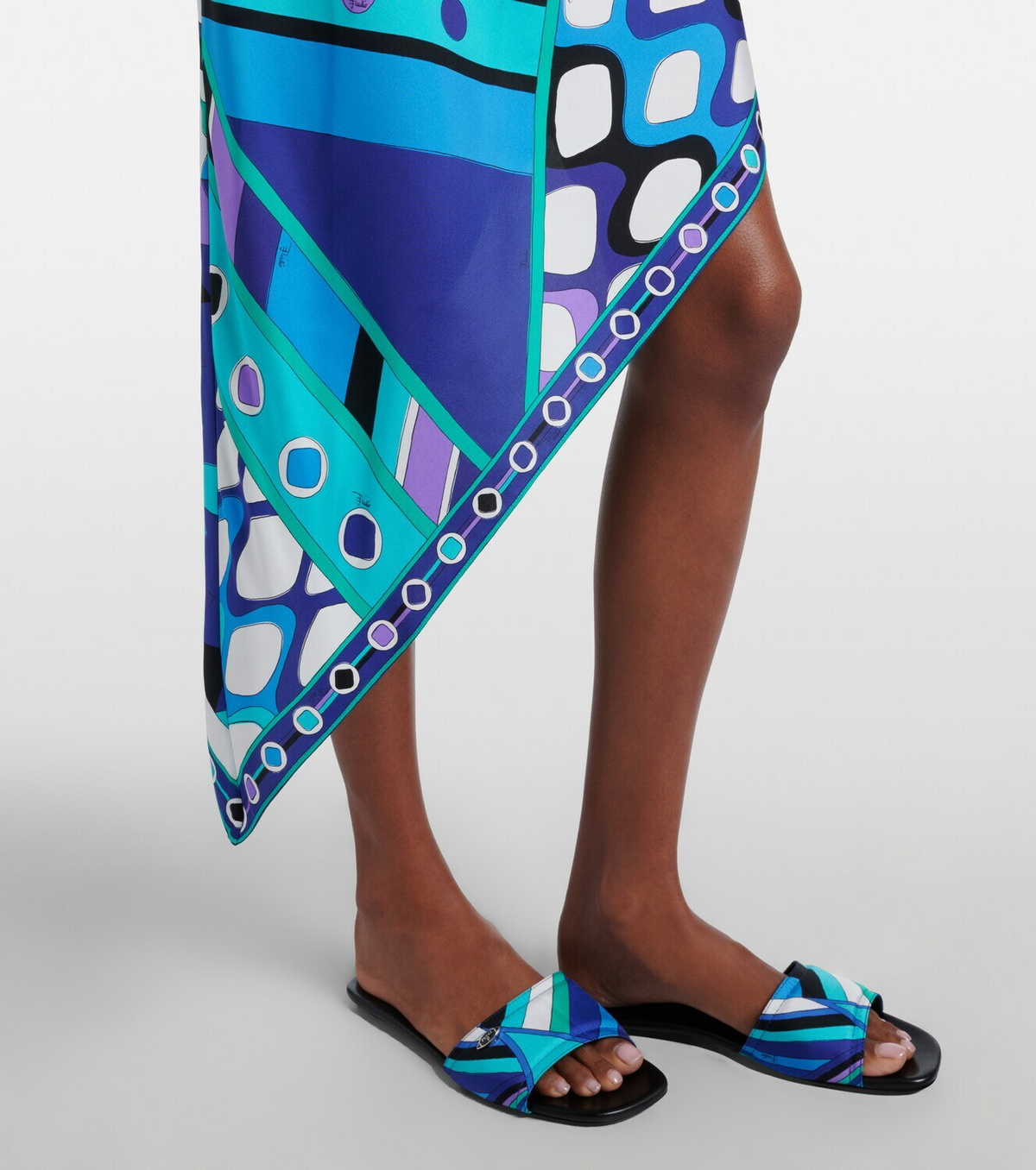 Pucci Vivara asymmetric silk twill midi dress