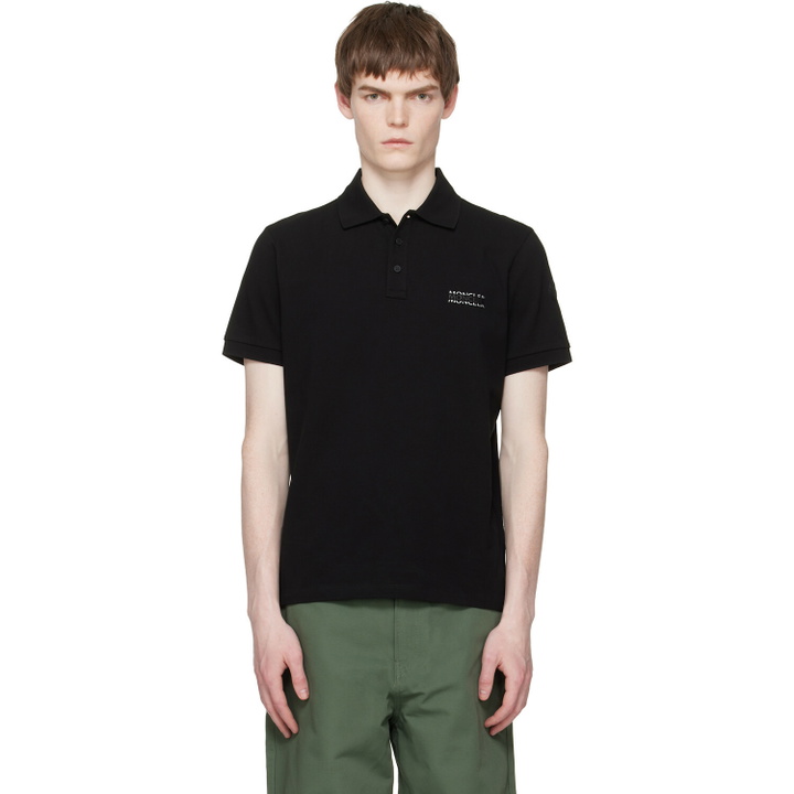 Photo: Moncler Black Logo Cotton Piquet Polo