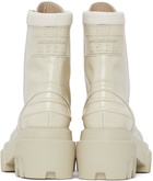 MSGM Beige Patent Combat Boots