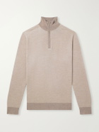 N.PEAL - Regent Cashmere and Silk-Blend Half Zip-Up Sweater - Brown