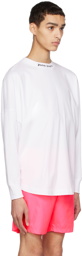 Palm Angels White Bonded Long Sleeve T-Shirt