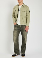 Stone Island Logo-appliquéd Stretch-cotton Overshirt Green Light