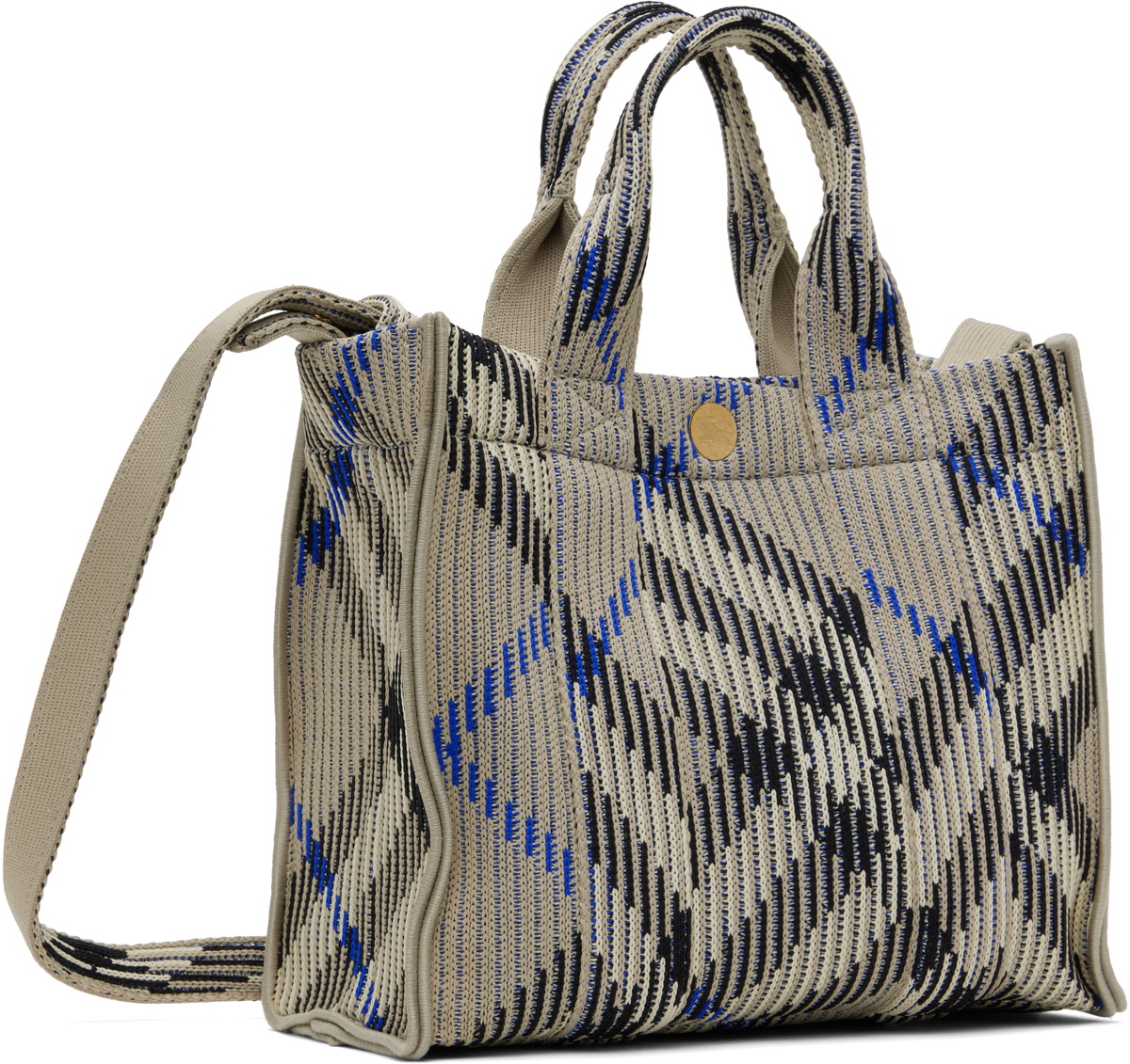 Burberry Beige Mini Check Knitted Tote