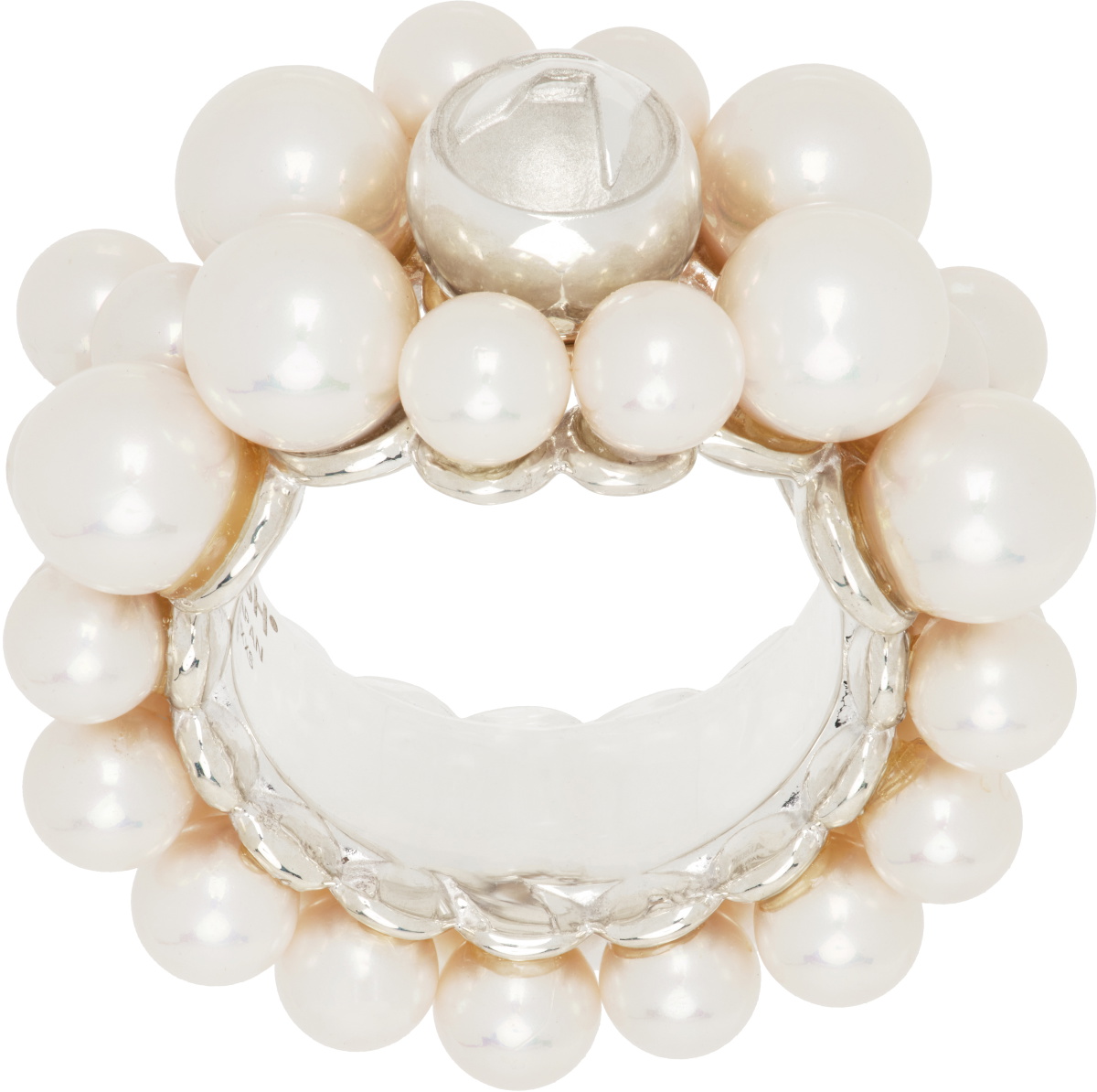 AMBUSH White & Silver Pearl Mix Ring