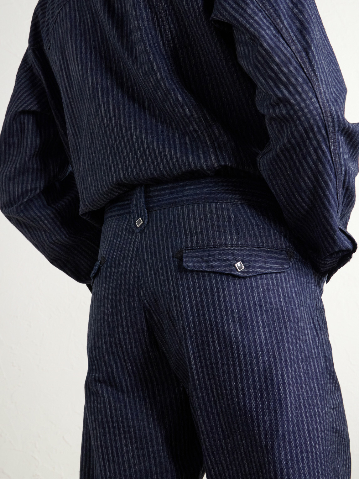 RRL - Straight-Leg Striped Cotton-Jacquard Broken-Twill Trousers - Blue
