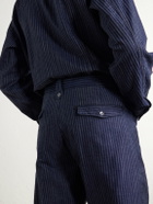 RRL - Straight-Leg Striped Cotton-Jacquard Broken-Twill Trousers - Blue
