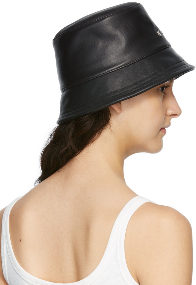 Off-White Black Leather Regular Bucket Hat Off-White
