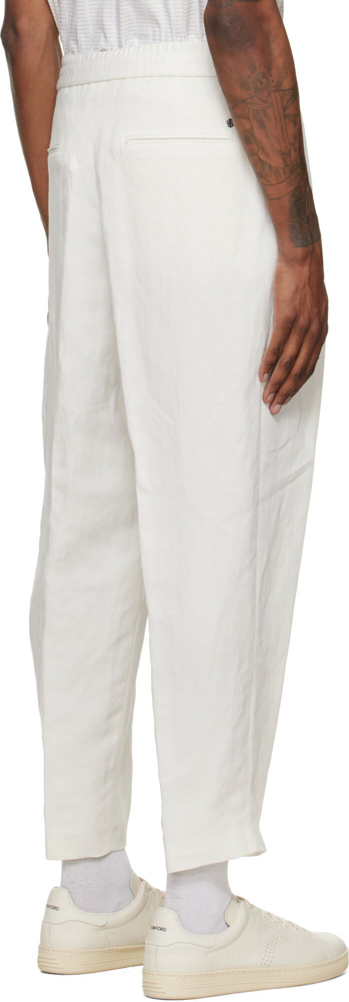 BOSS Off-White Pleated Trousers