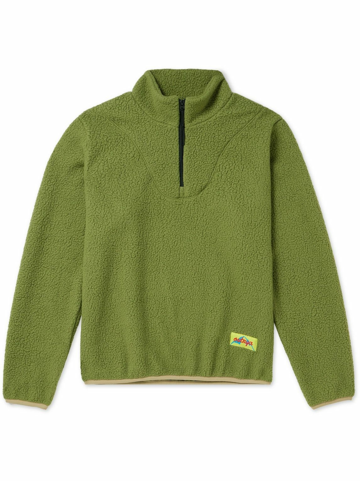 Photo: OSTRYA - Throwing Fits Bluebird Logo-Appliquéd Fleece Half-Zip Sweatshirt - Green
