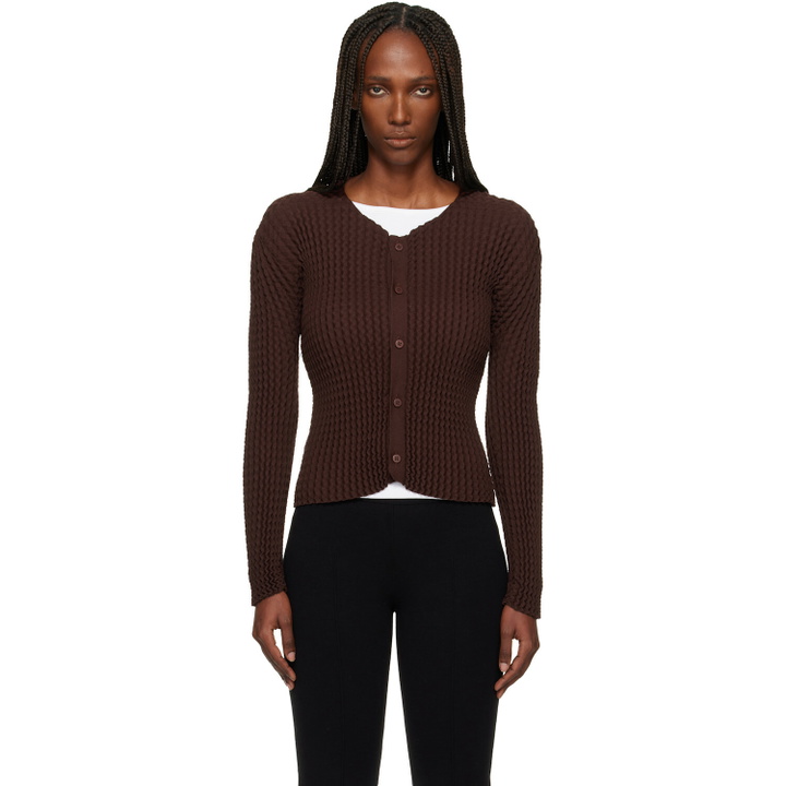Photo: ISSEY MIYAKE Brown October Spongy-58 Cardigan