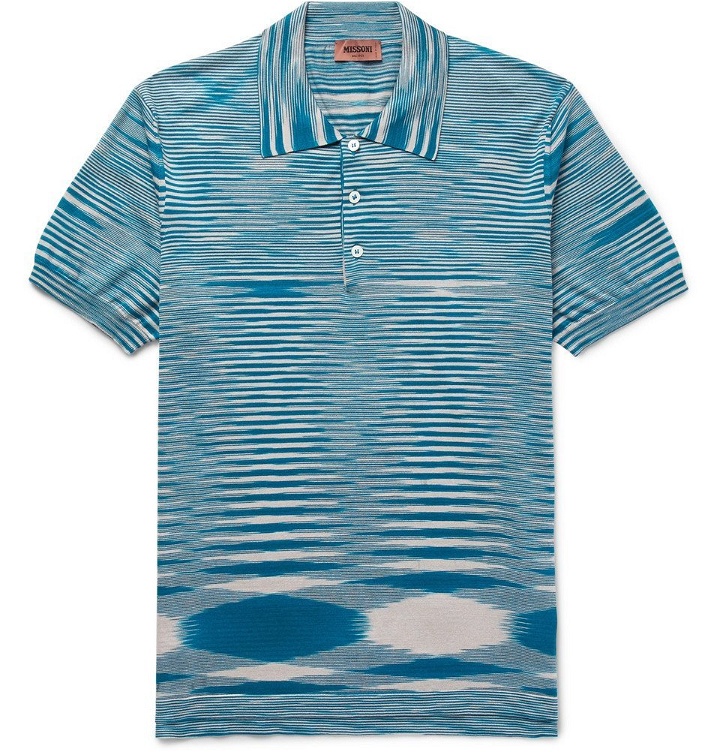 Photo: Missoni - Space-Dyed Knitted Cotton Polo Shirt - Men - Blue