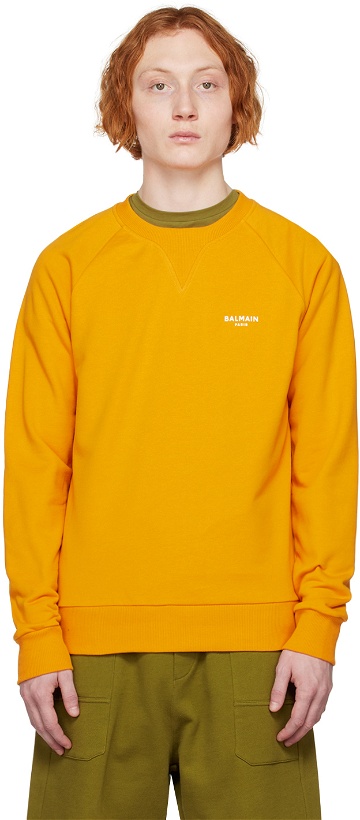 Photo: Balmain Orange Flocked Sweatshirt