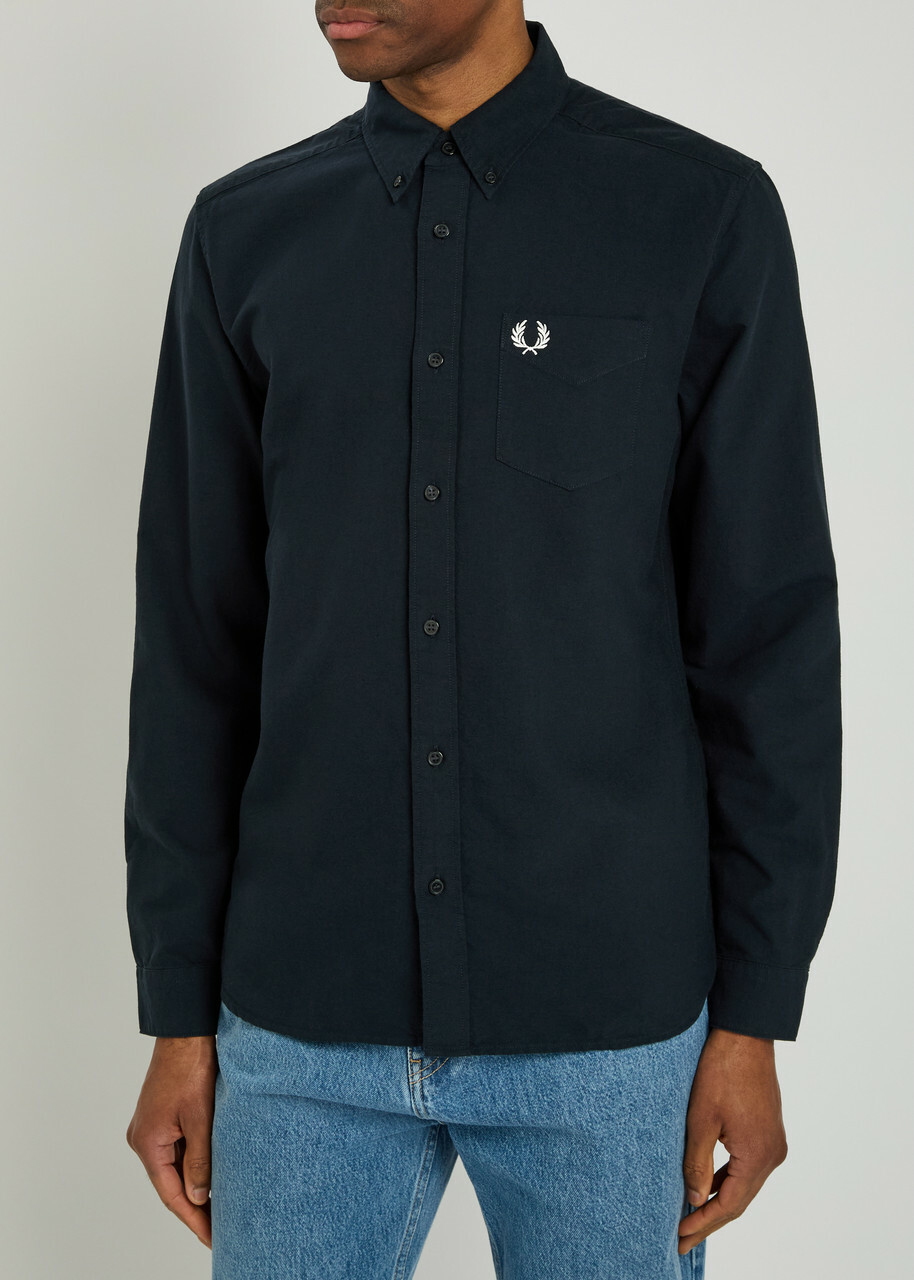 Fred Perry Oxford Logo-embroidered Cotton Shirt Navy