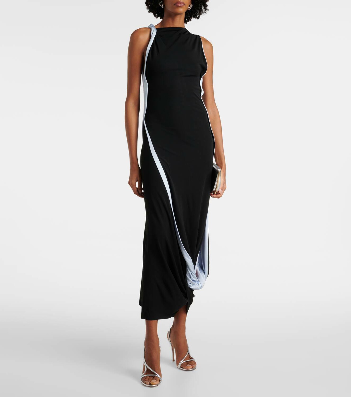 ワンピース Victoria Beckham SLEEVELESS DRAPED V-NECK MIDI Sleeveless Draped Midi Dress In Black | Designer Dresses